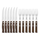 Tramontina 22299/002 Steakbesteck-Set, 12-teilig mit Naturholzgriffen 2-Fach vernietet