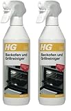 HG Backofen und Grillreiniger, kräfitger Ofenreiniger entfernt eingebrannte Speisen und eingebranntes Fett und wirkt super schnell, (500 ml) - 138050105 (Packung mit 2)