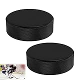 WUSJCOF 2 Stück Übung Hockey Pucks, Erwachsenen Eishockey, Vollgummi-Verschleißfestigkeits-Eispucks, Glatt für Eishockey (75mm Durchmesser/ 25mm Dicke) (Schwarz)