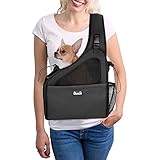 Nasjac Haustier Hund Riemen-Fördermaschine, Welpe Reisetasche Tote Hundetasche Verstellbarer Gepolsterter Gurt Atmungsaktives Netz Harte Untere Stütze Kordelzug Vordertasche Waschbar, Unter 3KG