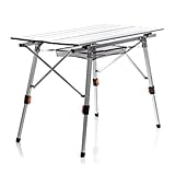 Wiltec Faltbarer Campingtisch 90x53 cm höhenverstellbar Klapptisch aus Aluminium max. 30kg mit aufrollbarer Tischplatte Camping Rolltisch Falttisch Garten Balkon Outdoor Tisch Tisch faltbar
