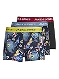 JACK & JONES Herren Jacflower Bird Trunks 3 Pack Noos Boxershorts, Surf The Web/Detail:black - Black, M EU