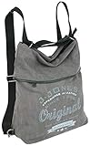 JENNIFER JONES - Große Damen Rucksack-Tasche aus Canvas und Echtleder - Vintage Hobo-Bag