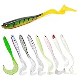 XPEX 8 Stück Gummifische Hecht Und Zander Mit Twisterschwanz 12Cm 6G, Mit Hakentaschen Für Offset Haken Und Standard Jigköpfe, Gummifische Für Hecht,Zander Köder Hecht Köder,Gummifische Zander