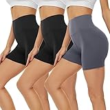 Gayhay 3er Pack Radlerhosen-Damen-Kurze Set Sport Leggings Shorts High Waist Gym Yoga Volleyball Lauf Biker Short Bauchweg Sommer Schwarze*2/Grau(DE 34-40)