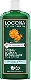 LOGONA Naturkosmetik Sensitiv Shampoo für natürlich gesundes Haar, Geeignet für empfindliche, sensible Kopfhaut, Mildes Haarshampoo mit veganer Formel aus Bio Ringelblume, 1 x 250 ml