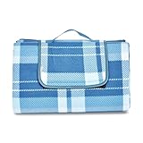 Amazon Basics Picnic Blanket with waterproof backing, 200 x 200 cm, Hellblaues Plaid