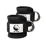 Slim Panda 1 Paar Fitness fußschlaufen kabelzug, Ankle Straps, Verstellbarer fußmanschetten kabelzug mit doppelten D-Ringen und Neoprenstütze (Negro)