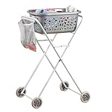 Rolling Laundry Cart - Wäschekorb-Trolley - Ergonomisch - Rückenschonender Wäschetransport - Wäschekorb-Ständer - Wäschetrolley auf Rädern - Zusammenklappbar