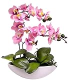 Künstliche Orchidee in Schale Kunstblume Blume Kunstorchidee Phalaenopsis mit Übertopf Kunstpflanze Hochzeit Deko Schmetterling Phalaenopsis Dekoblume Seidenblume Blumenarrangements rosa 27 cm