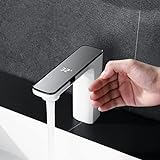 XJTNLB Waschtischarmatur Infrarot Sensor Infrarot Wasserhahn Bad, Automatischer Sensor Wasserhahn Bad Waschbecken Armaturen, Weiß