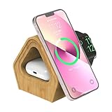 3-in-1-Ladeständer mit Bambuskabine für Apple 16, 15, 14, Ladegerät Fast Serie 12 13