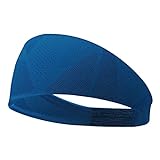 lamphle Head Wrap Breathable Wide Edge Not Stuffy Pure Color Yoga Schweißband für Übungen Blau