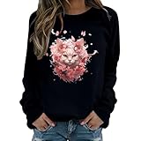 Generisch Lockere Pullover Damen Paarpullover Damen Rundhalspullover Herren- und Damen-Langarmpullover Norwegerpullover Damen (Black, L)