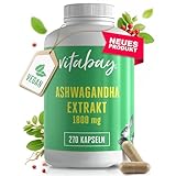 vitabay Ashwagandha Kapseln hochdosiert - 270 Vegane Kapseln 1800 mg - Ashwaganda Aschwaganda hochdosiert Aswanghanda Aschwagander Kapseln Ashwa Ashwaghanda