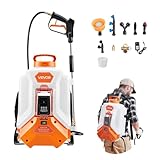 VEVOR Akku-Drucksprüher, 16 L elektrisches Sprühgerät, 2 Stäbe & 8 Düsen, einstellbar 0–6 bar, 4 Stunden Laufzeit, tragbare Rucksacksprühgerät für Hof & Garten zum Jäten, Sprühen und Reinigen