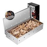 Räucherbox, Edelstahl Smokerbox für Gasgrill, Kohlegrill, Holzkohlegrills & Kugelgrill Raucherbox, Smoke Box Grill Räucherkasten Grillzubehör für Feinste Raucharomen - Silber (Ohne BBQ Räucherchips)