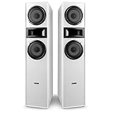 Fenton SHF700W - HiFi Lautsprecher Stereo Set für Ihre Heimkino HiFi Anlage, 400 Watt Standlautsprecher Paar, Passive Lautsprecher Boxen für TV, Stereo- und Surround-Sound-Systeme - Weiß