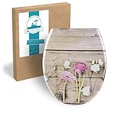 Calmwaters® WC Sitz Blumen-Motiv Wild Flower mit doppelter Absenkautomatik, antibakteriell, abnehmbar, Duroplast Toilettensitz, Schnell-Befestigung, universaler O-Form Klodeckel, 26LP5390