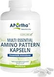 APOrtha® Multi Essential Amino Pattern – 300 Kapseln mit 8 essentiellen Aminosäuren nach Prof. Dr. Lucà-Moretti, ausgewogenes Aminosäuren-Profil, EAA Kapseln, vegan, ohne Zusätze