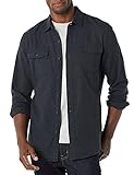 Amazon Essentials Herren Schmal geschnittenes Flanellhemd mit Langen Ärmeln und 2 Taschen, Schwarz, M