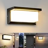 BENMA LED Wandleuchte, IP65 Wasserdichte 18W Warmweiß 3000K Aluminium Rechteck Außenwandleuchte Außenlampe für Garten Front Badezimmer Veranda Garage 260x125x125MM