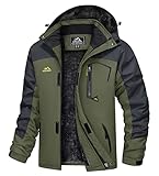 TACVASEN Herren Arbeitsjacke Winter Angeljacke Übergangsjacke Regenjacke Outdoorjacke Wasserdicht Atmungsaktiv Winddicht, Armeegrün, XL