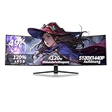 CRUA 49' Curved Gaming Monitor | DQHD (5120 * 1440), 120Hz, 1500R, 32:9, AMD FreeSync, 120% sRGB,Ultra-Wide-Screen-Monitor, HDMI 2.1 und DP 1.4, Wandmontage – Schwarz