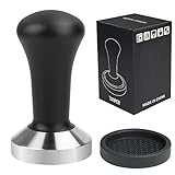 Ezebesta 51mm Kaffee Tamper Schwarz Aluminium Griff und 304 Edelstahl Base Espresso Barista Stempel Fuer Siebträger Kaffeemaschine Zubehör