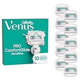 Gillette Venus Pro ComfortGlide Sensitive Rasierklingen Damen, 10 ORIGINAL Ersatzklingen für Damenrasierer, Damenrasierklingen mit einem Hauch von Aloe Vera