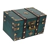 MAGICLULU Holz Schatztruhe Mit Beschlag Und Kreativem Schlossdesign Für Aufbewahrung Von Schmuck Und Kleinigkeiten Vintage Möbelbox Für Zuhause Oder Büro