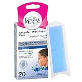 Veet Easygrip Ready-to-use Wax Strips für Gesicht (20x Wachsstreifen + 4x Perfektes Finish Wischtuchen)