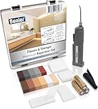 BENLER® 2-in-1-Reparaturset mit Wachsschmelzer für Fliesen, Keramik - auch für Laminat, Parkett und Vinylboden geeignet - 19-teilig, Braun/Grau