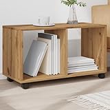Rollschrank mit Fächern, Rollcontainer, Büroschrank, Aktenschrank, Bürocontainer Schrank, Artisan-Eiche 72x33x42,5 cm Holzwerkstoff