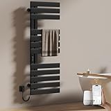 EMKE Elektrischer Badheizkörper Handtuchhalter 500 x 1300 mm, Handtuchheizkörper Elektrisch Energie Sparen, Handtuchtrockner Handtuchwärmer Elektrisch für Alexa und Google Home und APP Schwarz 440W
