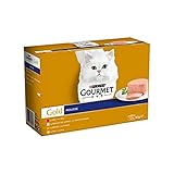 Gourmet Purina Mousse Nassfutter für Katzen, verschiedene Geschmacksrichtungen, 12 Packungen à 4 x 85 g, insgesamt 4080 g