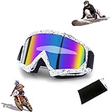 Skibrille Motorradbrillen Anti Fog UV Schutzbrille mit Double Lens Schaumstoffpolsterung für Outdoor Sportbrille für Skifahren Motorrad Fahrrad Skaten, für Outdoor Aktivitäten Damen Herren (Weiß)