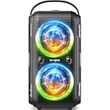 W-KING 180W PEAK Bluetooth Lautsprecher Box Groß Party laut Musikbox Bluetooth Boom Box Kabelloser mit 80W Natürlich Tiefer Bass/4 Treiber 2*4.04'' Woofer Riesig 105dB Sound/IPX5/LED/24H/USB/TF/AUX/EQ