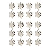 Nieten in Sternform, Knopf, Pentagramm, Sterne, Zubehör, Taschen, Dekoration, Nieten, Schuhe, Kleidung, 20 Stück, Halsbänder, DIY-Niete, Lederhandwerksnieten (flaches Silber)