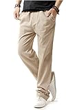HOEREV Men Casual Strandhosen Leinen Hose- Gr. M (Taille...