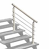 HOBIRD Weiße Treppe Handlauf Banister Outdoor 100 cm Treppengeländer einstellbare Grad 2 Post 4 Cross Bar Innenschänder