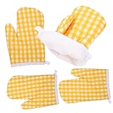 Gatuida 4 Stück Teiliges Ofenhandschuhe Hitzebeständig Backhandschuhe Küchenhandschuhe mit Aufhängeschlaufe für Sicheren Schutz Beim Kochen und Backen in Haushalt und Gastronomie
