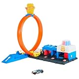 Hot Wheels Spielzeugauto Streckenset, Super Polizeiwache-Spielset mit Die-Cast-Fahrzeug im Maßstab 1:64 und anpassbaren Loopings für unterschiedliche Renn- und Stuntmöglichkeiten, JBM71