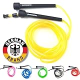 SPORTIVONETIC® Premium Springseil für Erwachsene & Kinder, Damen & Herren-für Fitness, Crossfit, Sport, Boxen und Freizeit - Verstellbare Größe - mit Einstellklammer - Speed Rope, Jump Rope (Gelb)