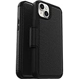 OtterBox Strada Hülle für iPhone 14 Plus, stoßfest, sturzsicher, Premium Lederfolio mit Zwei Kartenhaltern, 3X getestet nach Militärstandard, Schwarz