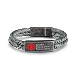 Glimmerday Notfall-Medizin-Alarm-ID-Tag-Armband, personalisiertes Graviertes Medizinisches Edelstahl-Herrenarmband, Armband als Geschenk für männliche Freunde