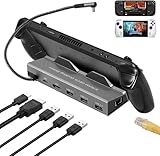 Docking Station für Steam Deck ROG Ally, 6 in 1 Steam Deck Dock mit HDMI 2.0 4K@60Hz, 1000Mbps Gigabit Ethernet, 3 USB-A 3.0 und 100W Full Speed Charging USB-C Port Kompatibel mit Valve Steam Deck