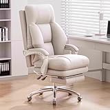 Gaming Stuhl, Schreibtischstuhl, Bürostuhl Ergonomisch mit Fußstütze, Computerstuhl mit Fußstütze Und Lordosenstütze, 160° Ultraweiter Neigungswinkel, Dickere, Weiche Polsterschicht (weiß)(White)