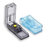 GeekerChip Tablettenteiler,pillenteiler,medikamententeiler,für Große und Kleine Tabletten,Medikamententeiler mit Aufbewahrungsfach,teilt Pillen exakt (Blau+schwarz)