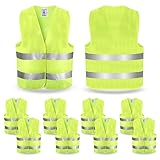 Warnwesten Auto - Warnweste Pannenweste, 10 Stück Warnwesten Neongelb Sicherheitsweste Westen Reflektierend Auto, KFZ Pannenhilfe, Waschbar, Warnwesten für Autofahrern Fahrern Arbeitskräften